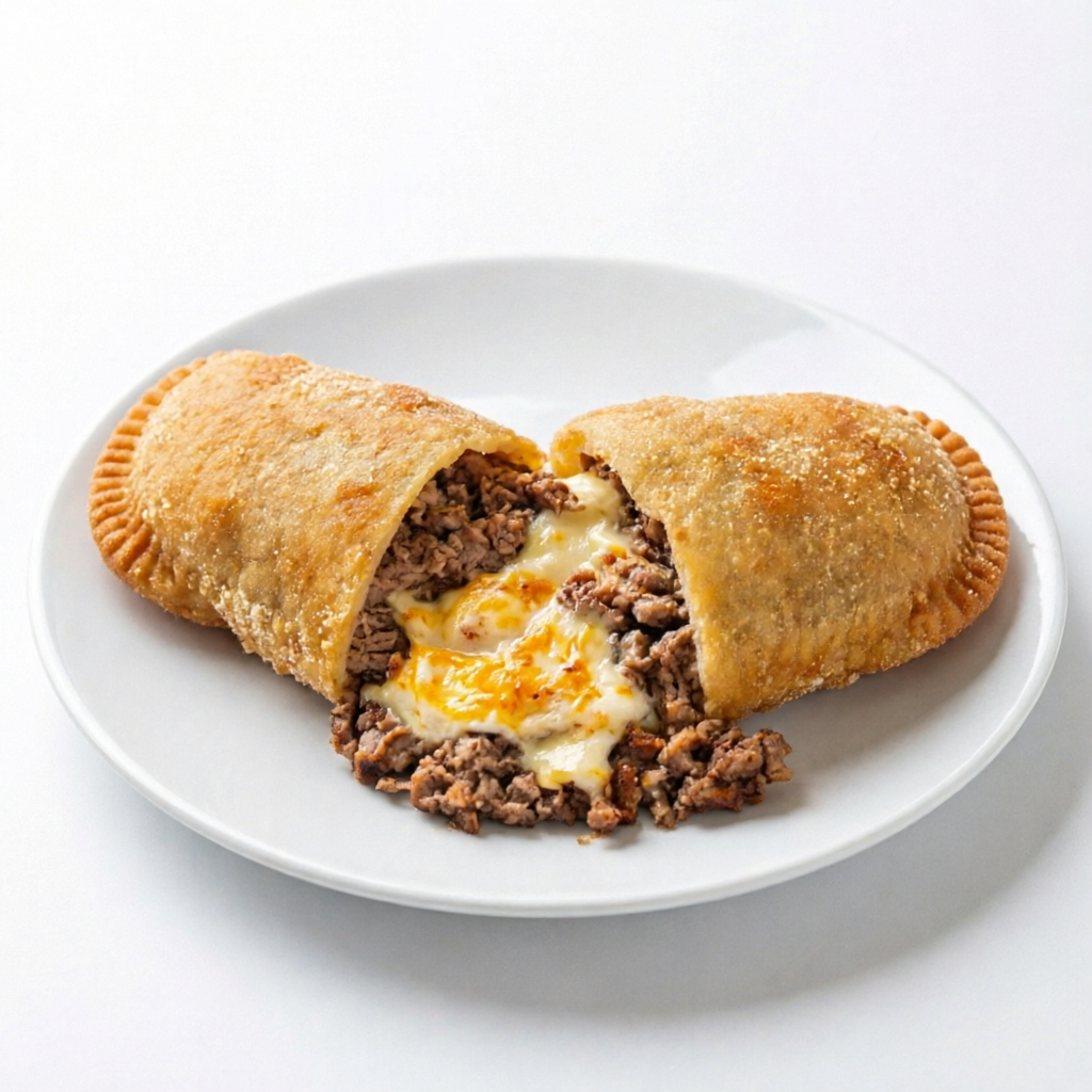 Pastel Carne c/ Queijo
Carne moída temperada com aquele sabor caseiro que conquista, combinada com mussarela derretida para um recheio suculento e marcante. A casquinha é crocante e douradinha, como todo bom pastel deve ser!