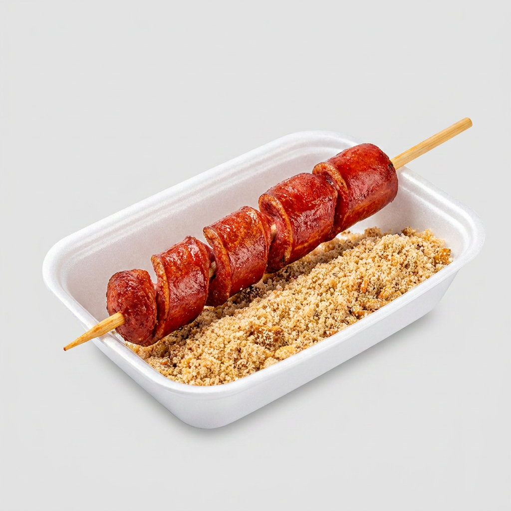 Combinação irresistível de calabresa mista, servida com farofa, para um sabor marcante.