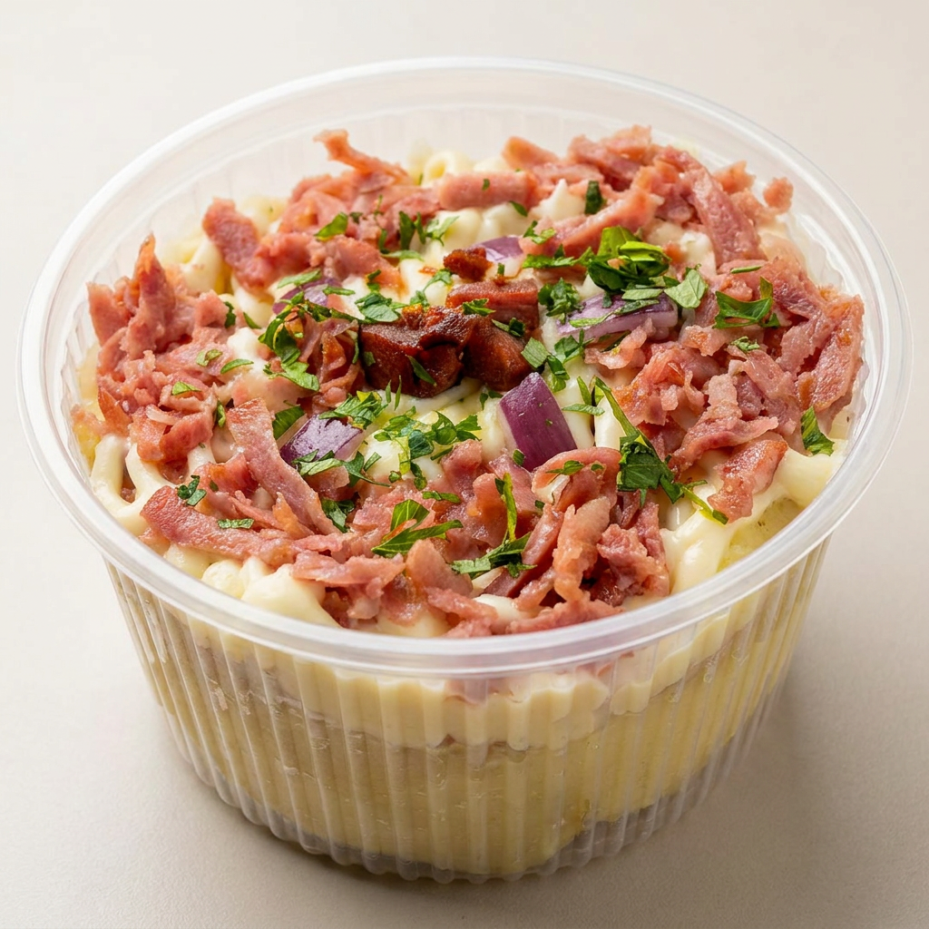 Deliciosa Batata Recheada no pote com calabresa ralada, cebola, mussarela derretida e cremoso requeijão Scala. Finalizada com cheiro verde fresquinho e cebola roxa . Uma explosão de sabor, perfeita para quem ama batata gourmet, batata cremosa e recheios irresistíveis!