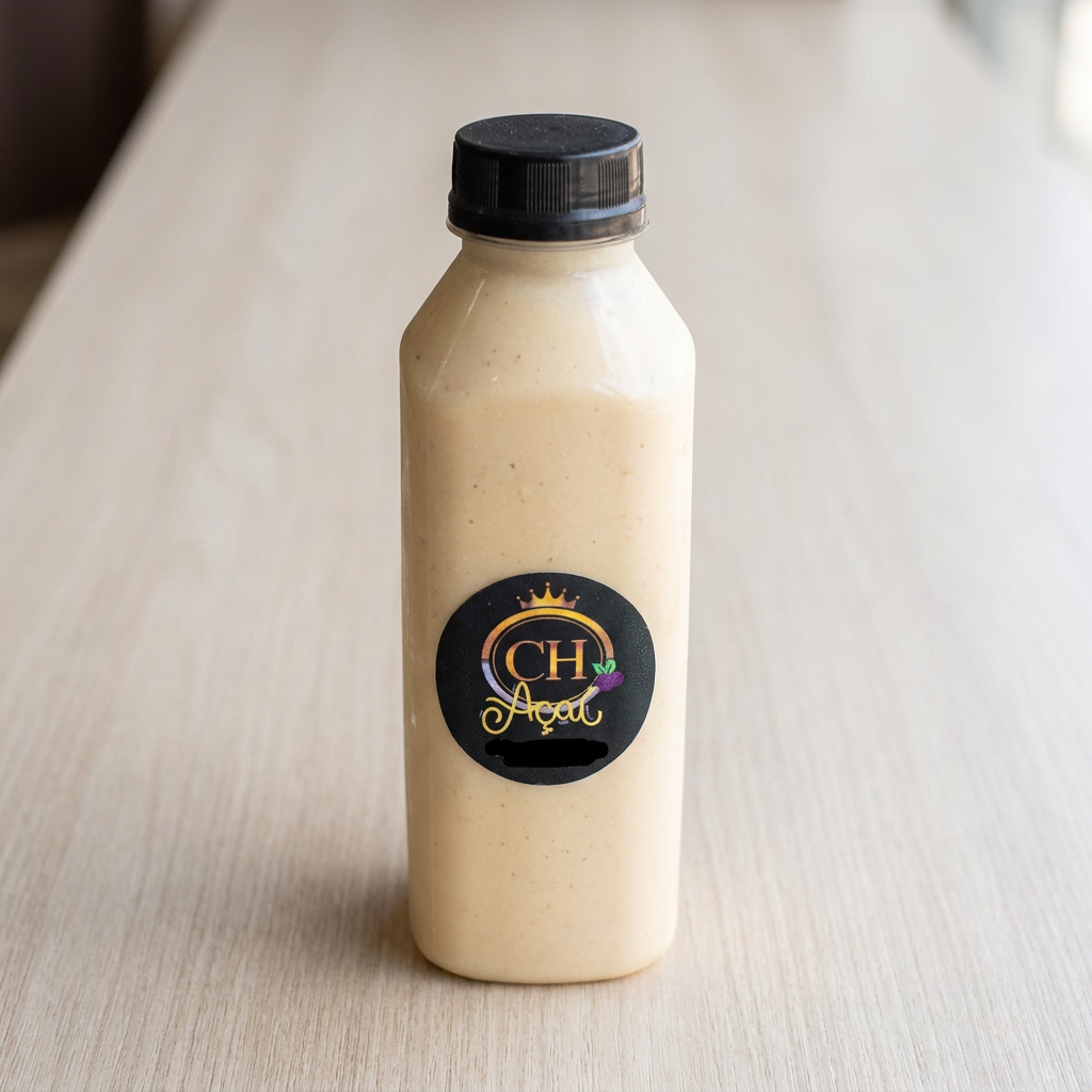 cupuaçu batido banana com leite integral , leite em pó e leite condensado