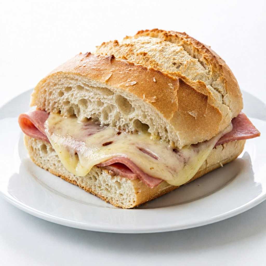 Pão Francês, presunto e queijo provolone