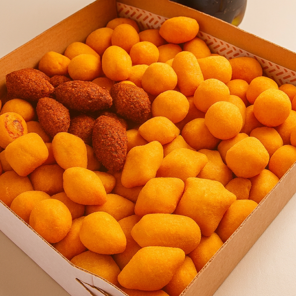 70 mini salgados sortidos 10g + 20 mini churros de doce + refri pet de leite para você degustar!
