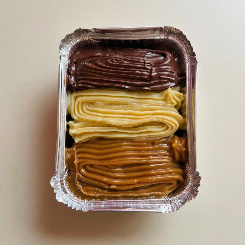 Deliciosa massa de brownie sabor chocolate com cobertura de doce de leite, Nutella e leite Ninho.