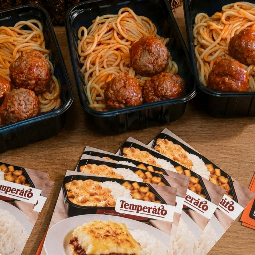 Macarrão com almôndegas de carne.
