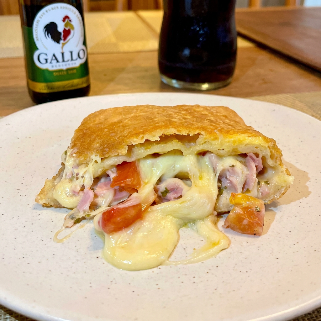 Mussarela, presunto, tomate, orégano e Requeijão.