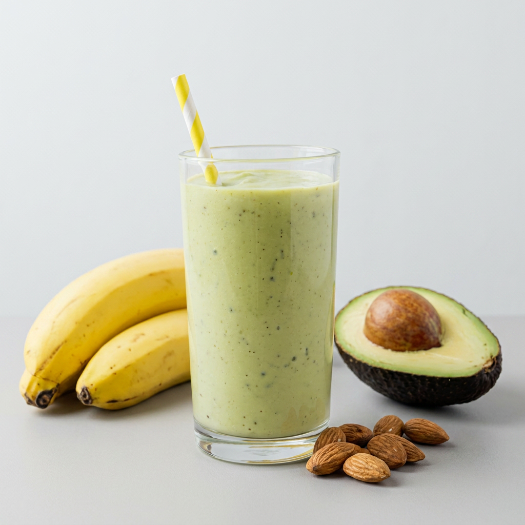 Abacate, banana e leite gelado.