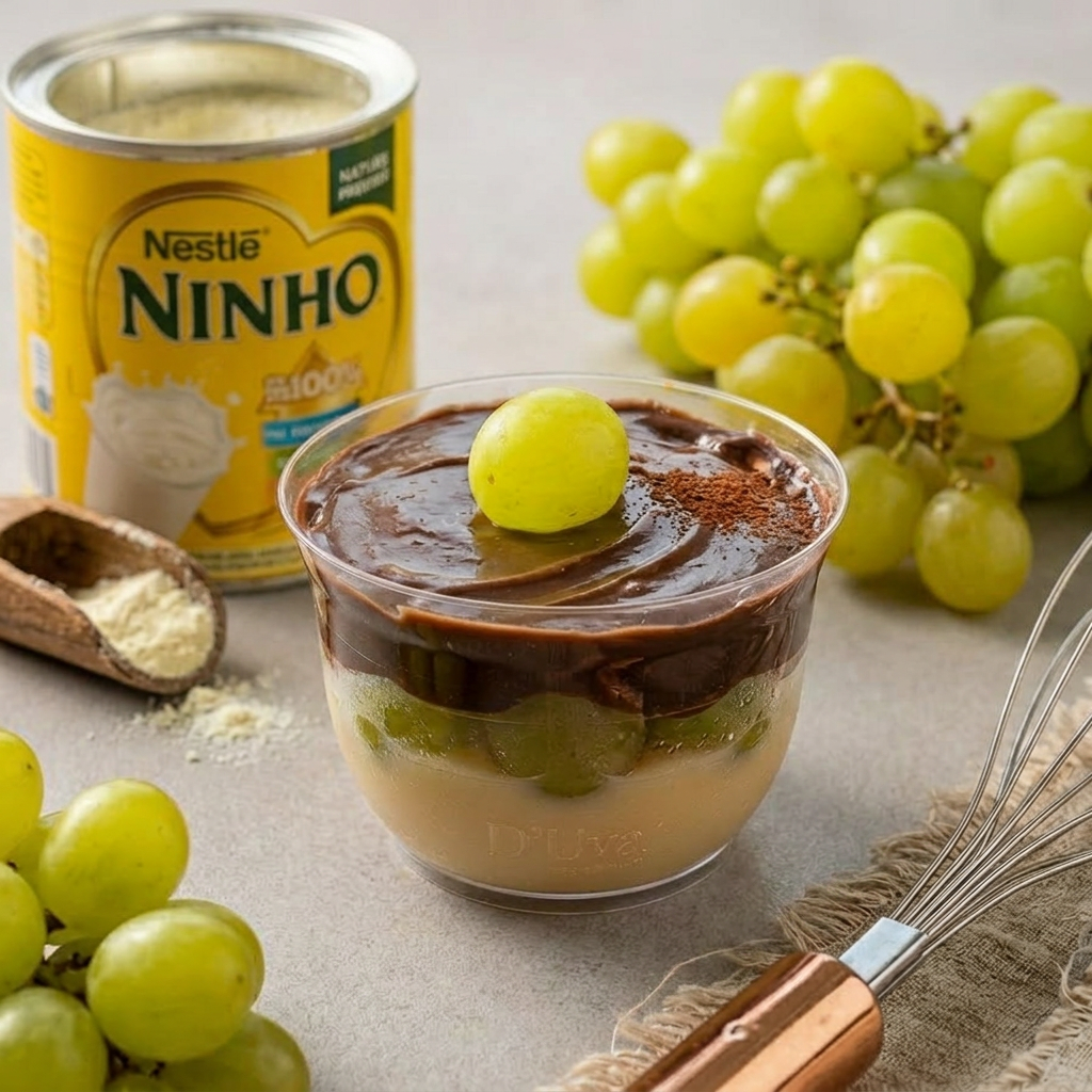 O queridinho que conquista na primeira colherada! 😍 Camadas de creme de leite Ninho com uvas verdes sem semente, trazendo o equilíbrio perfeito entre doce e frescor.