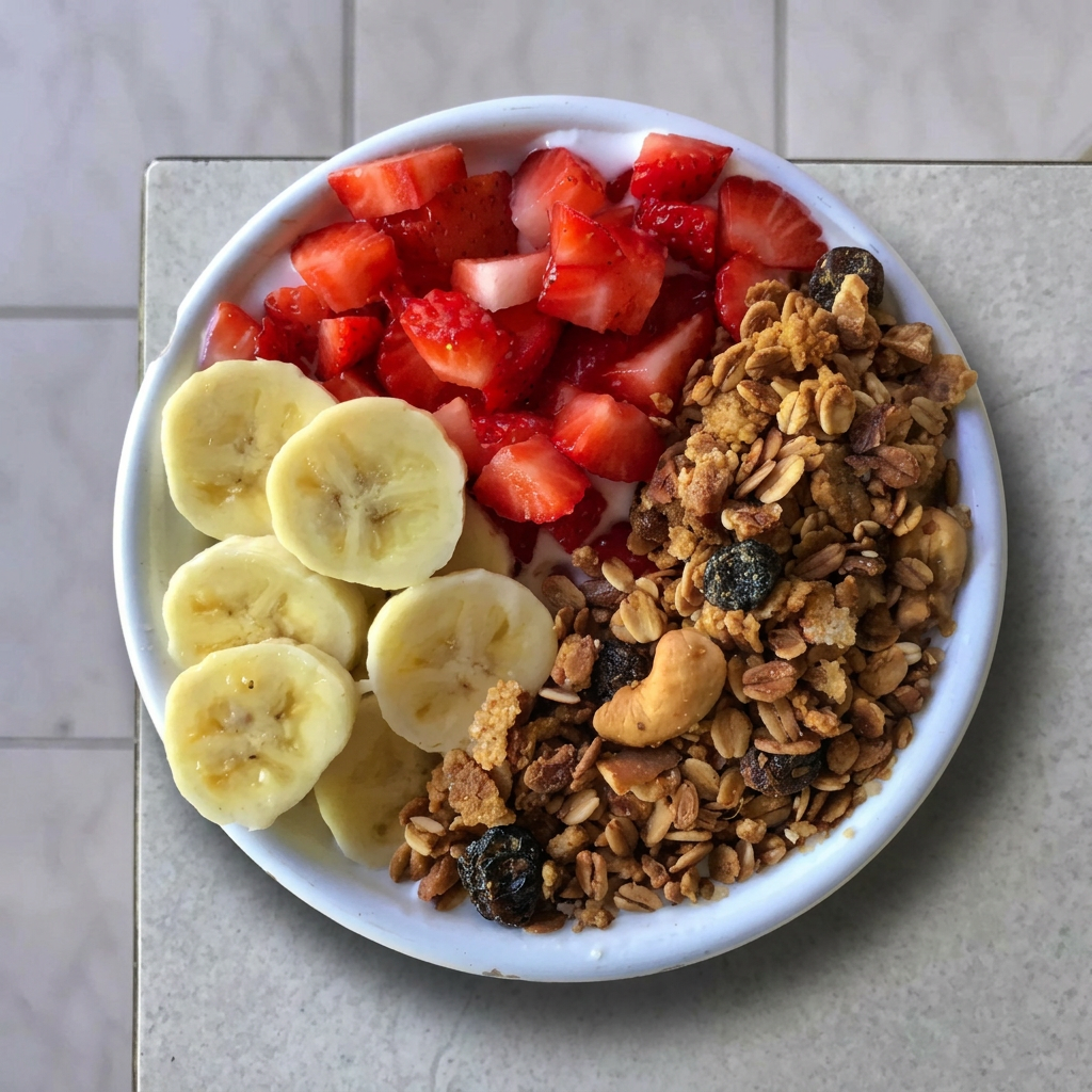 Açaí Gourmet, Granola, Morango, Banana e Leite Condensado