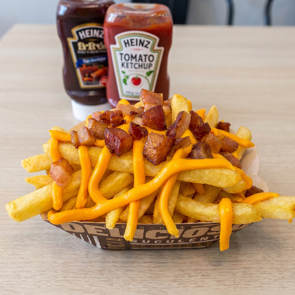 Uma excelente porçao de batata com cheddar e bacon acompanhada da nossa deliciosa maionese especial.