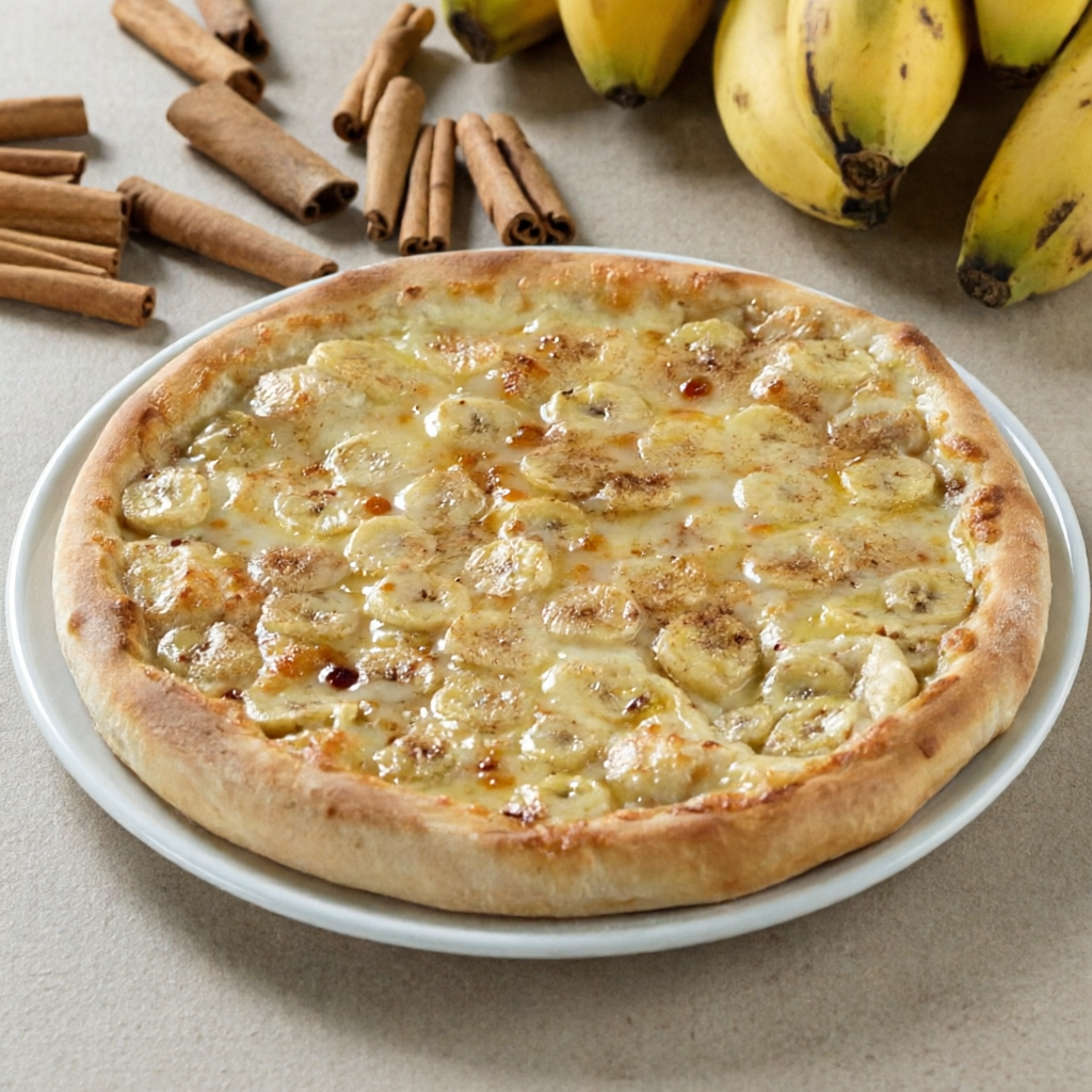 Queijo muçarela, banana, canela e leite condensado (10 fatias)