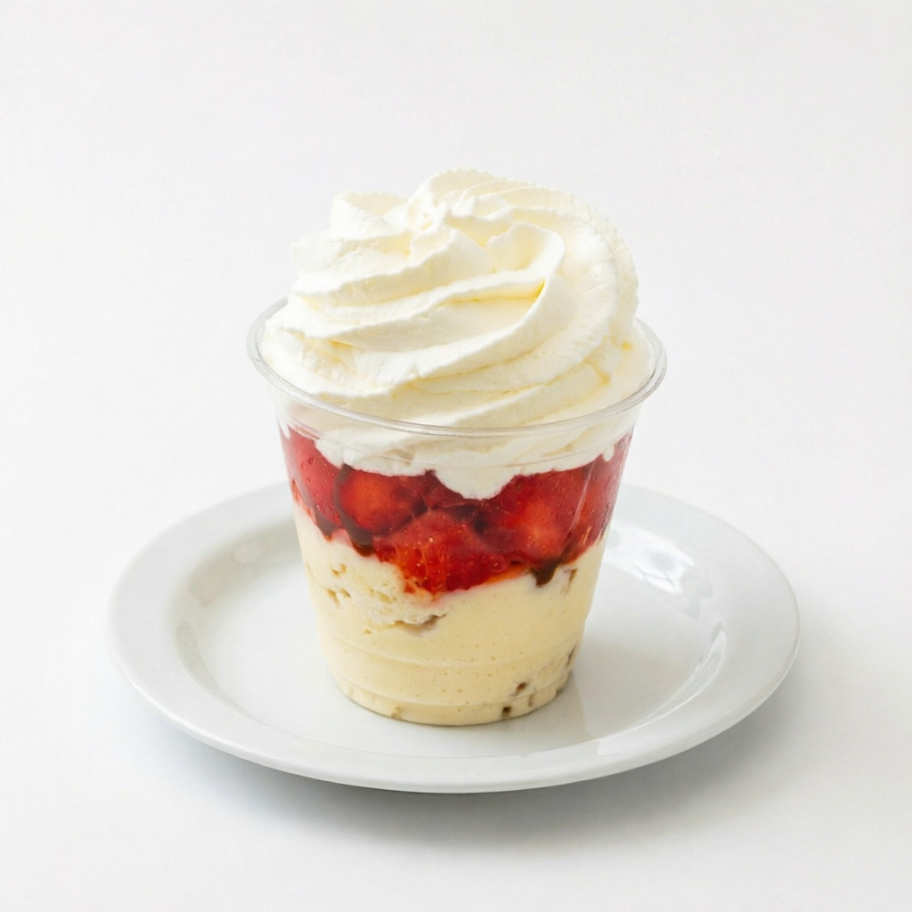 Mini copinho absurdamente cremoso com creme de ninho ultra leve, chantininho e morangos frescos selecionados. Pequeno no tamanho, gigante no sabor e perfeito para matar a vontade de doce. Serve 1 pessoa. Copo 60ml.
