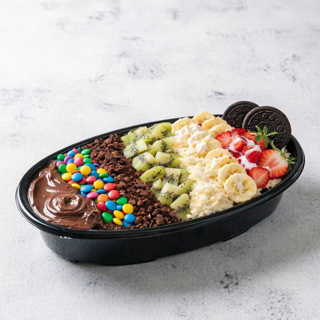 Nutella + Bis + Oreo crocante – só aqui, exclusivo! +2 frutas + Chantilly já incluso. Açaí cremoso e generoso – tamanho perfeito para compartilhar Aproveite agora e viva a experiência completa de sabor em cada colher