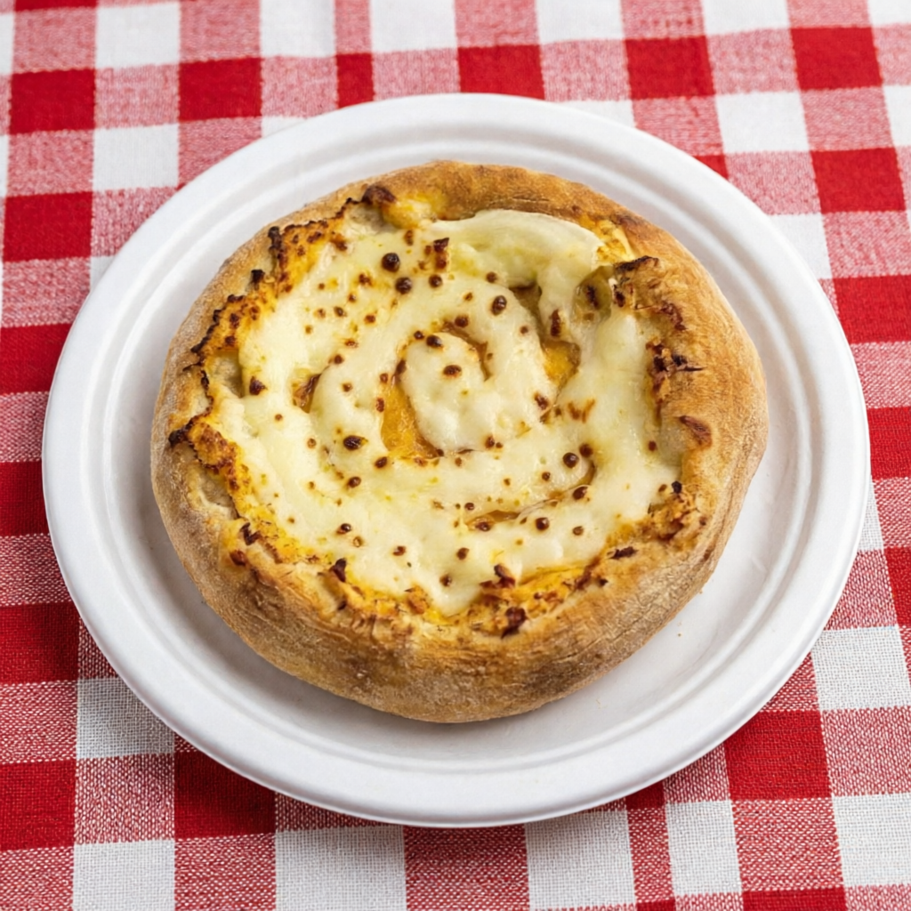 Esfiha aberta de frango com Catupiry, uma combinação cremosa e irresistível para os amantes de sabores suaves.