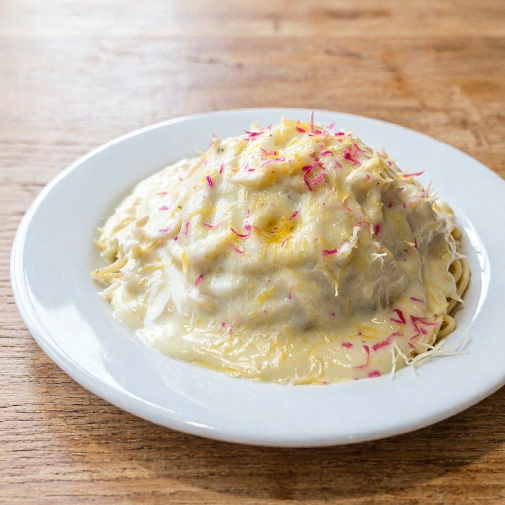 Massa ao molho de 4 queijos ( mussarela, parmesão, Catupiry e queijo do reino