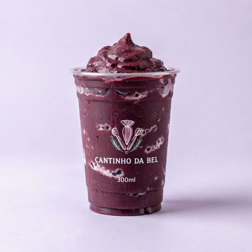Açaí puro, sem acompanhamentos. Textura cremosa e sabor natural.
