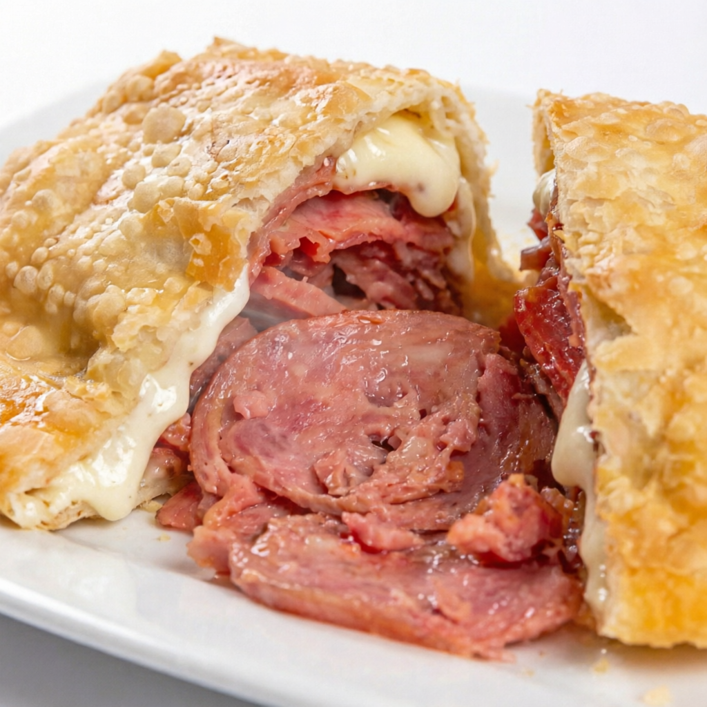 Pastel de Calabresa fatiada com Queijo Mussarela. Obs: Não fazemos alterações de ingredientes.