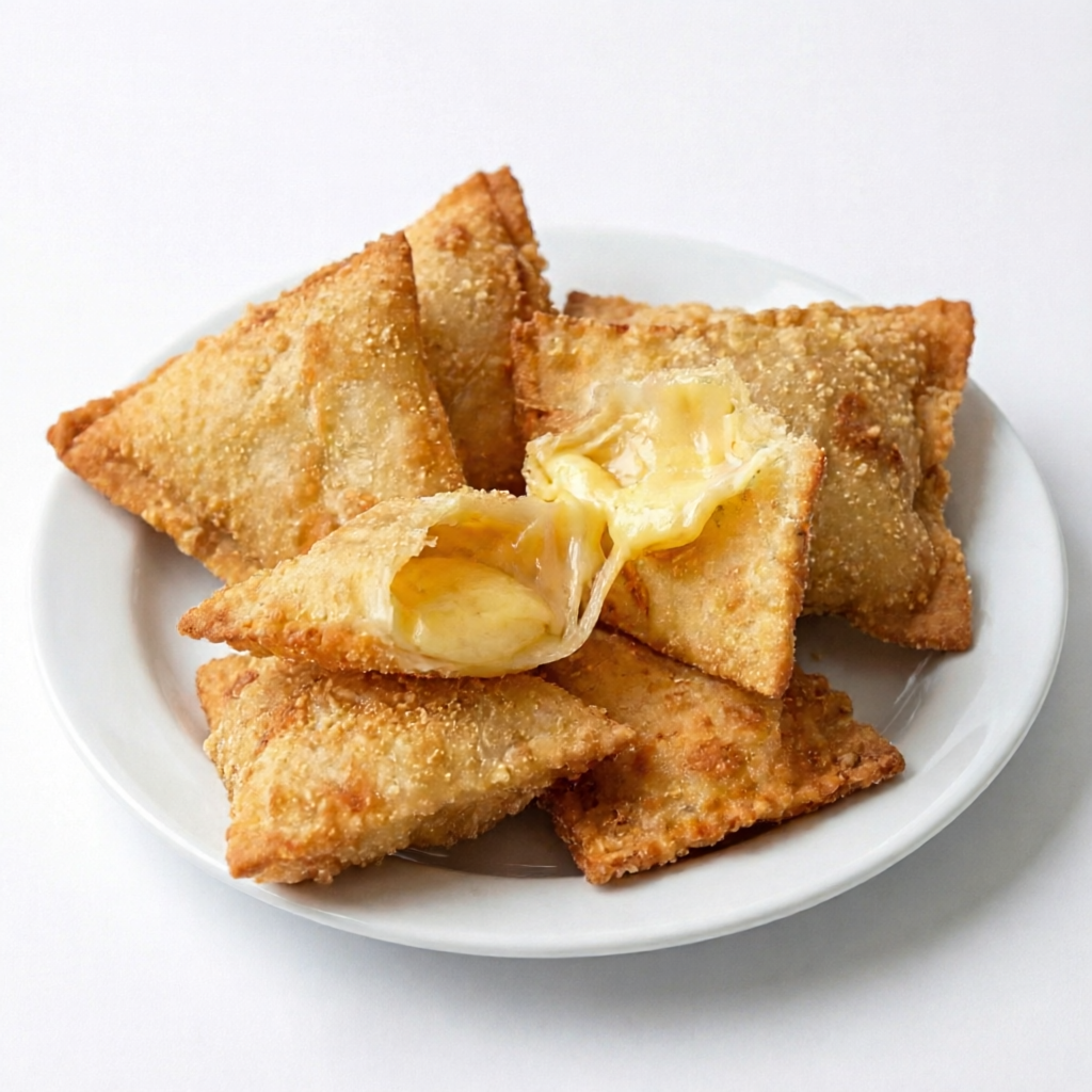 massa crocante e frita por imersão, com recheio de queijo