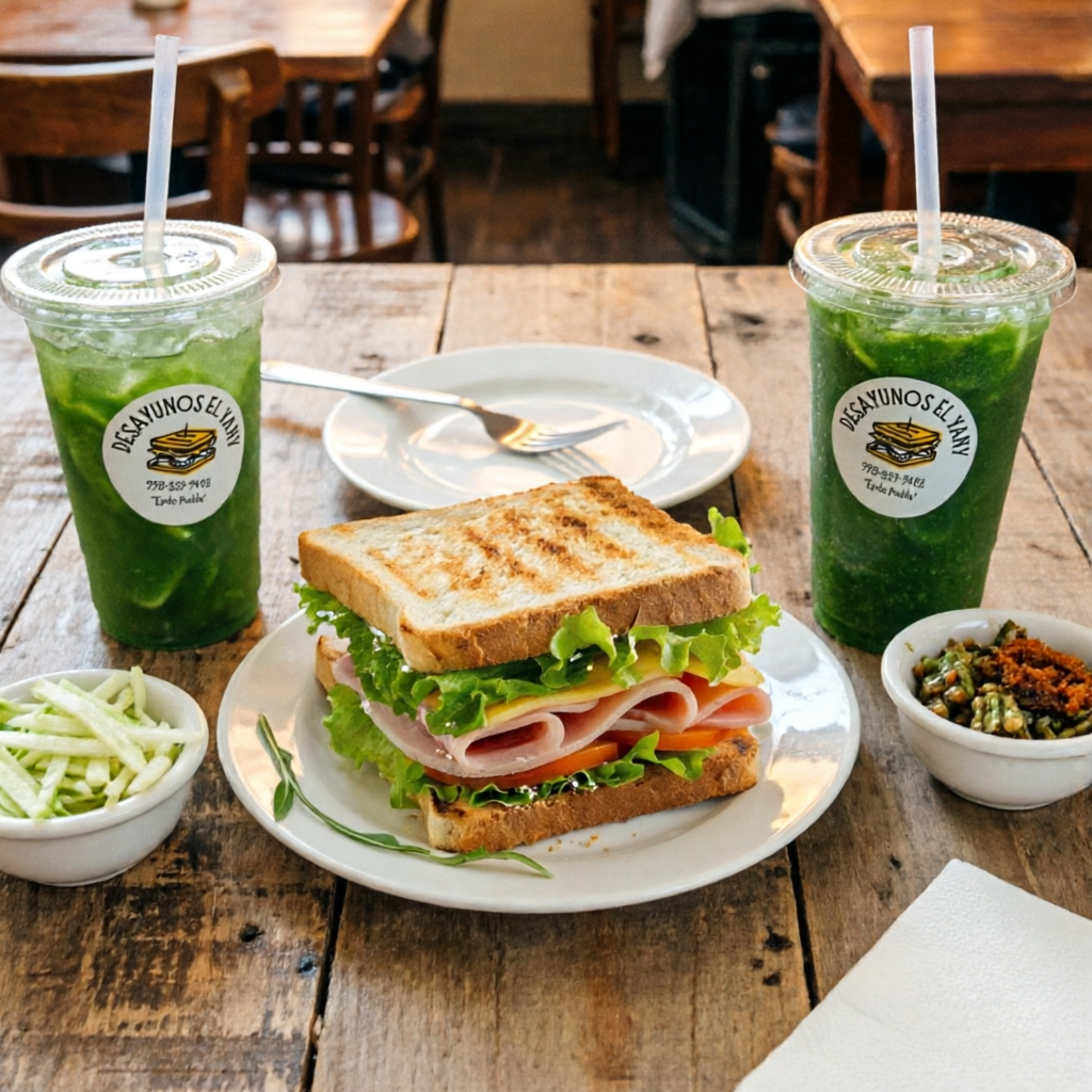 Sándwich Jamon mas Jugo Verde