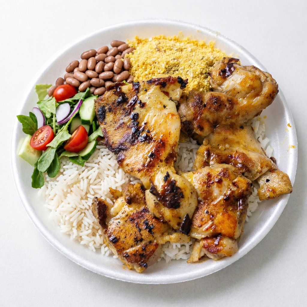 arroz, feijao,salada,farofa e macarrao