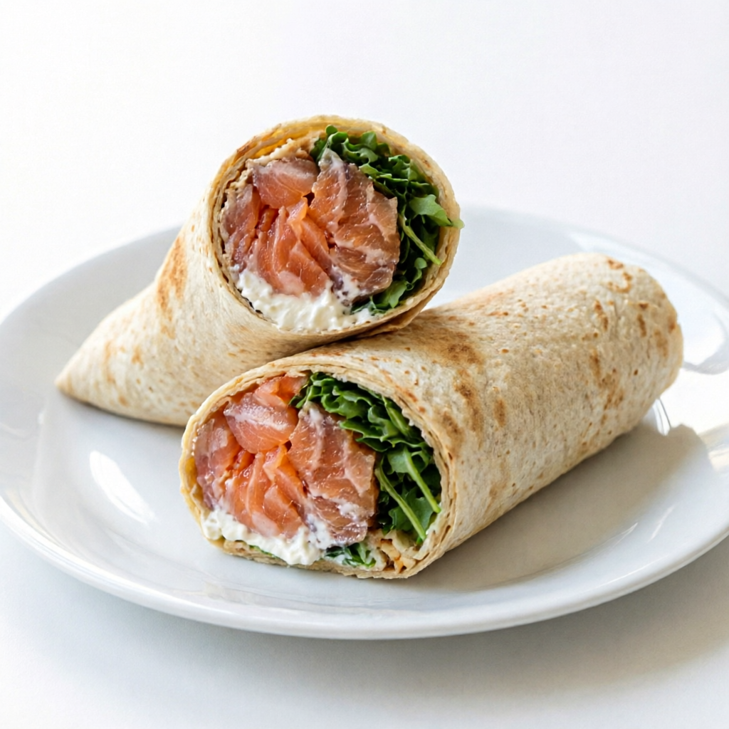 Salmão defumado (80g), cream cheese e rúcula