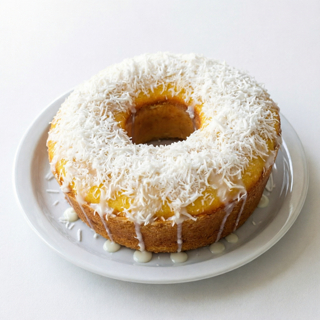 O rústico com final doce e felpudo. Massa clássica de fubá, fofinha e douradinha, com uma cobertura delicada de leite condensado e coco em flocos. Uma versão repaginada do tradicional — simples na base, chique no topo. Sabor de roça com look de sobremesa.