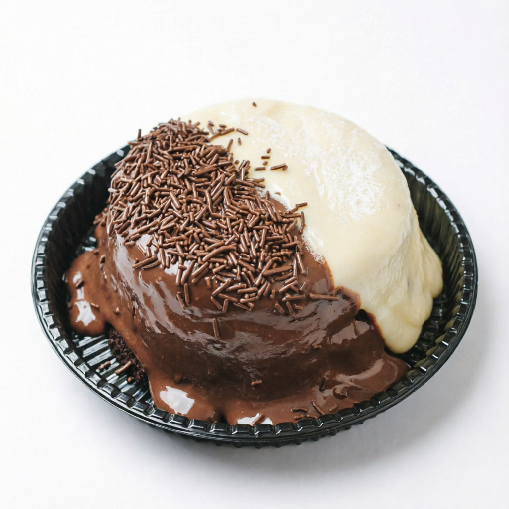 Delicioso Bolo caseiro, massa de chocolate, recheado no meio com ninho e brigadeiro, com cobertura deliciosa metade brigadeiro e metade ninho.