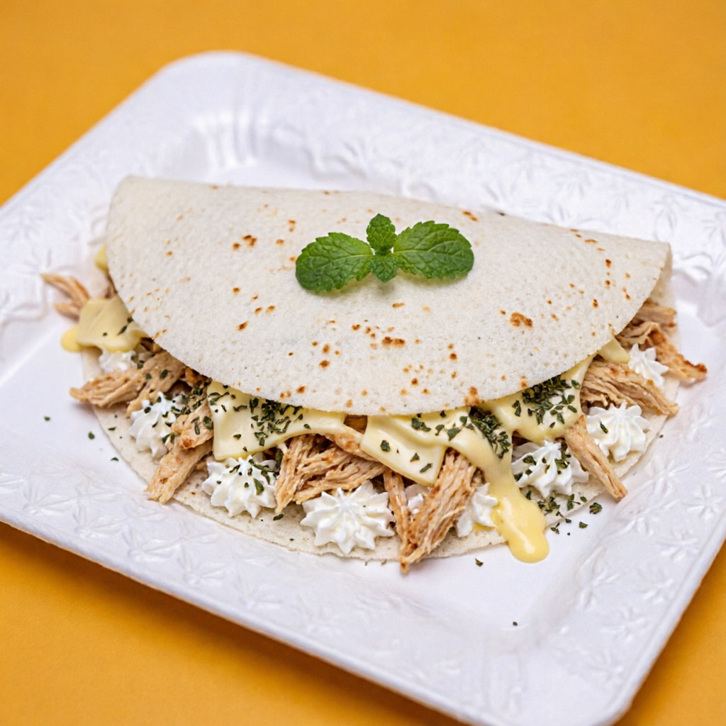Frango, queijo mussarela, orégano e creme cheese.