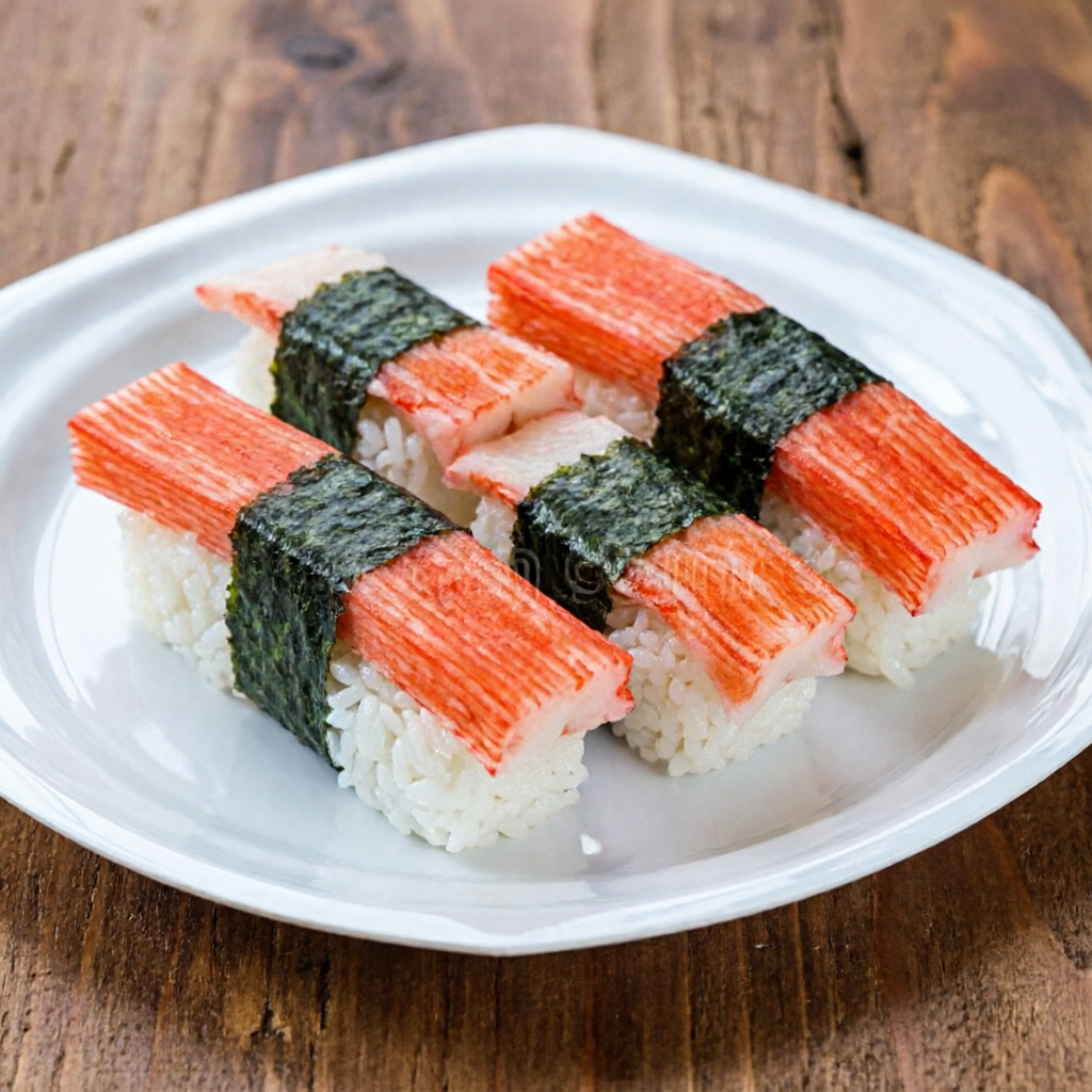 Kani, arroz e nori.