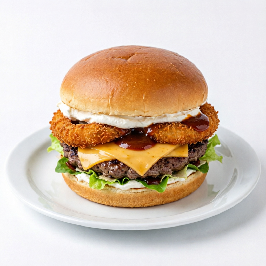Hamburguer Artesanal 150g, queijo ,cebola empanada , salada, cream cheese, molho especial