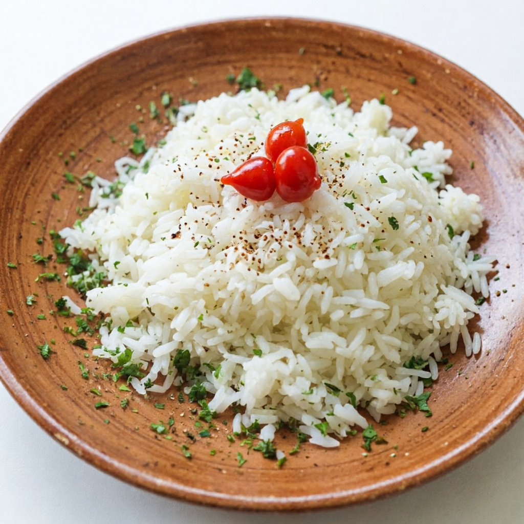 Arroz fresquinho com tempero caseiro.