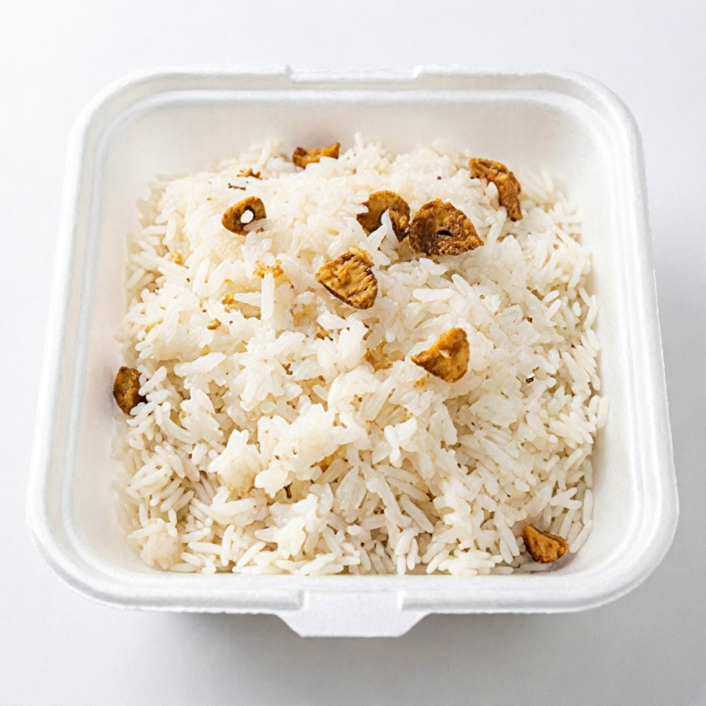 Saborosa porção de 'Arroz ao Alho 750ml', cuidadosamente acondicionada em uma embalagem de 750 mililitros. Este prato é um verdadeiro deleite para os amantes de alho. Perfeito para acompanhar suas refeições, agregando um toque de sofisticação e sabor.