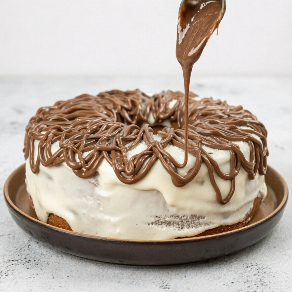 Esse aqui… Não veio pra ser discreto. É o bolo que sai da cozinha direto pro crush eterno. A massa macia com cobertura cremosa de leite Ninho é só o começo. A Nutella vem por cima — sem vergonha, sem moderação — num espetáculo de fios que hipnotizam até quem já jurou que “não ia comer doce hoje”. Bonito na foto. Escandaloso no sabor. Aproximadamente: 600g, rende cerca de 08 à 10 fatias