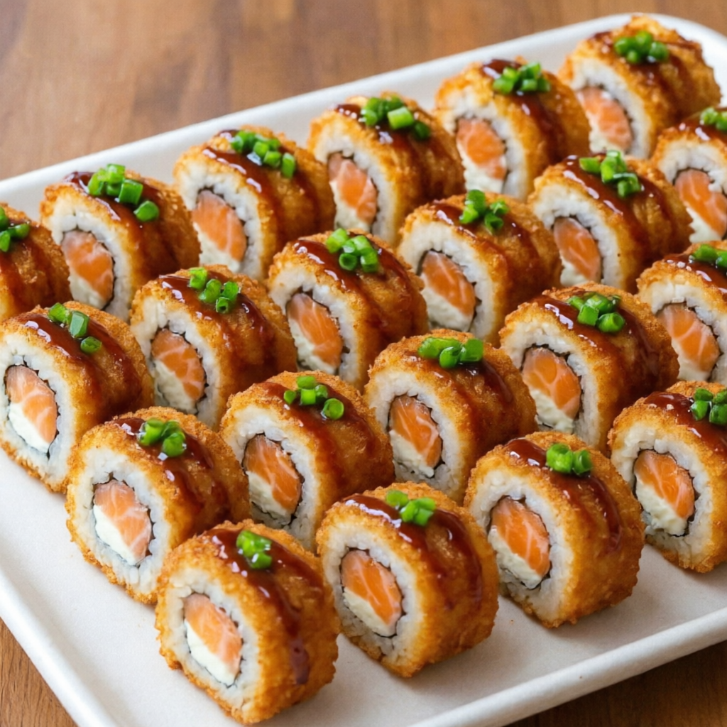 Uramaki de salmão e creme chesse a ,crocante e sequinho