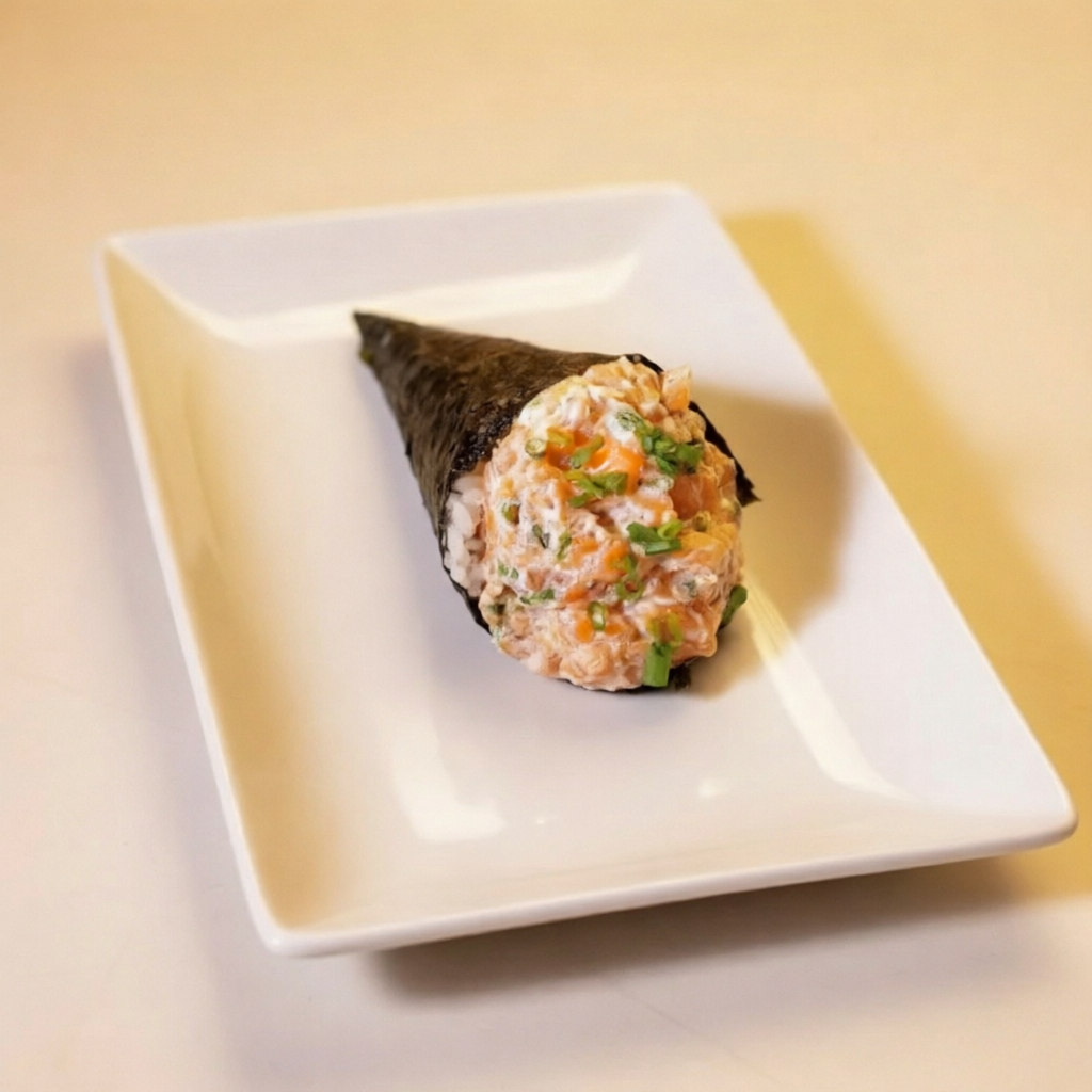 Salmão grelhado com cream cheese e cebolinha.