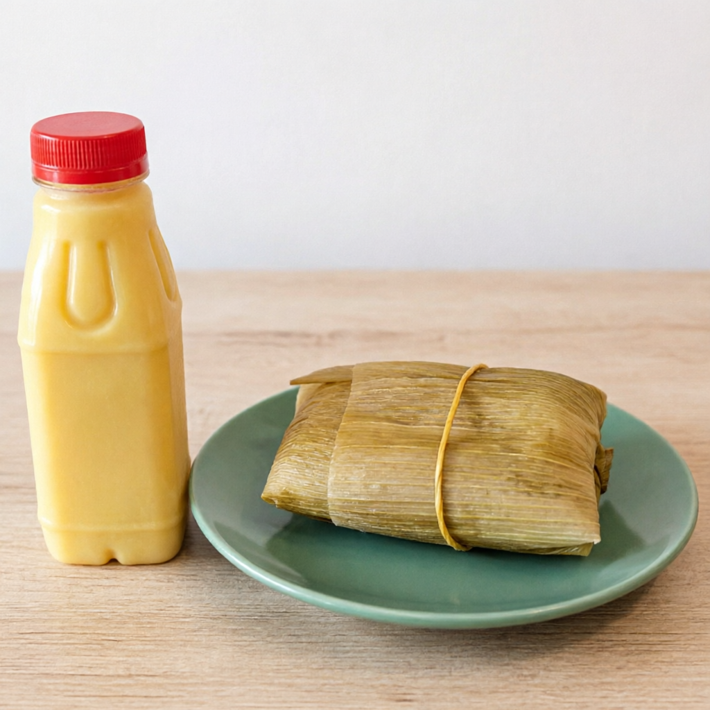 Uma pamonha (sabor a escolha) mais um suco de 300ml