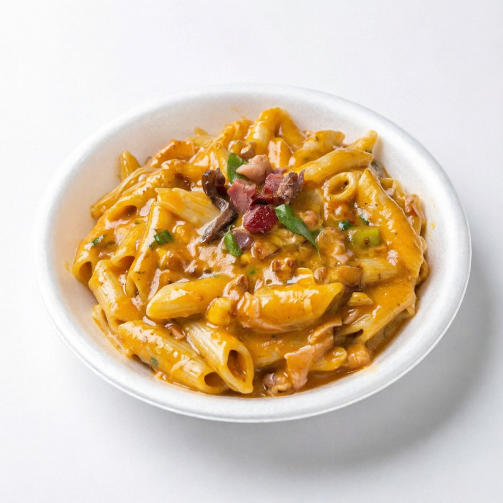 Monte seu macarrão com ingredientes de sua preferência.