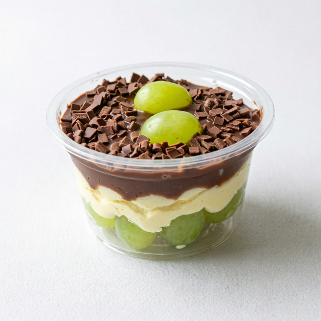 Uvas frescas + Brigadeiro de Cacau 50% + Brigadeiro de Ninho