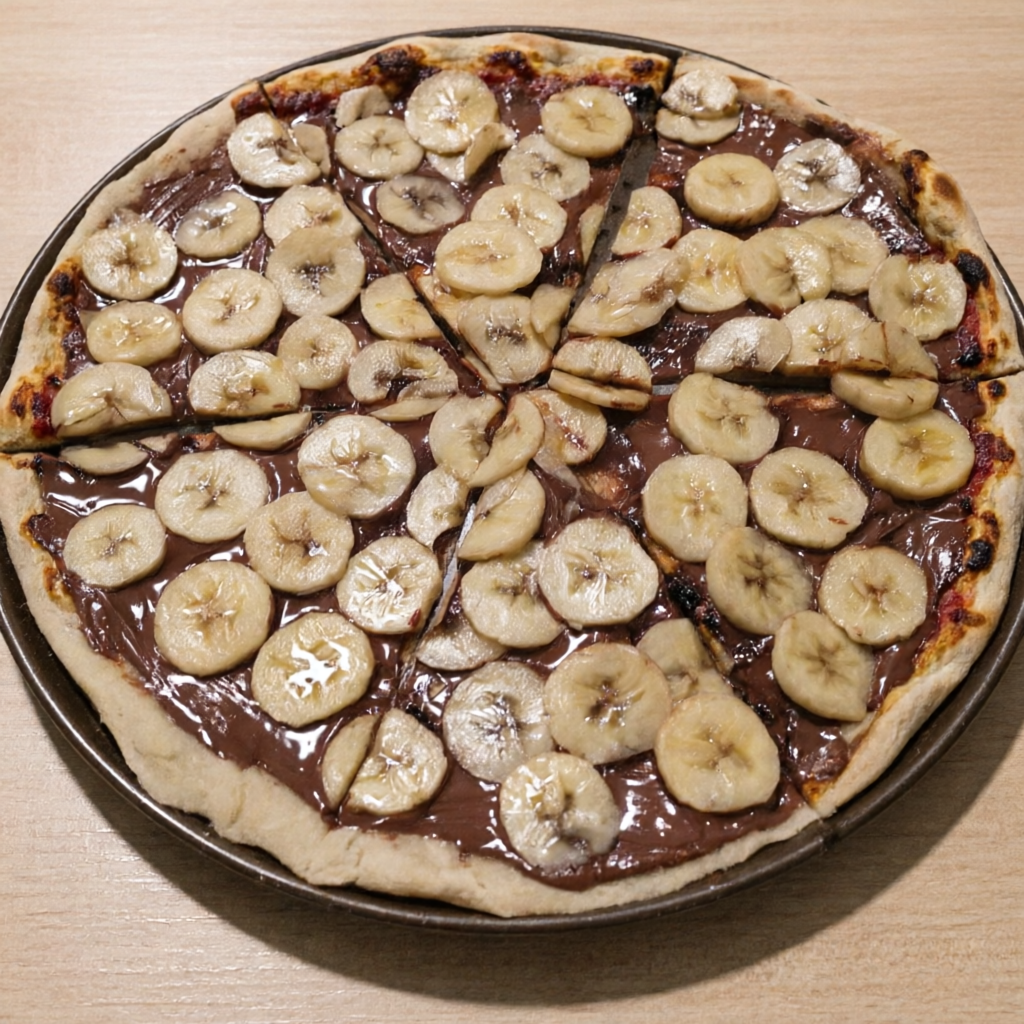 8 Pedaços - Leite condensado, muçarela, chocolate, banana e creme de leite.
