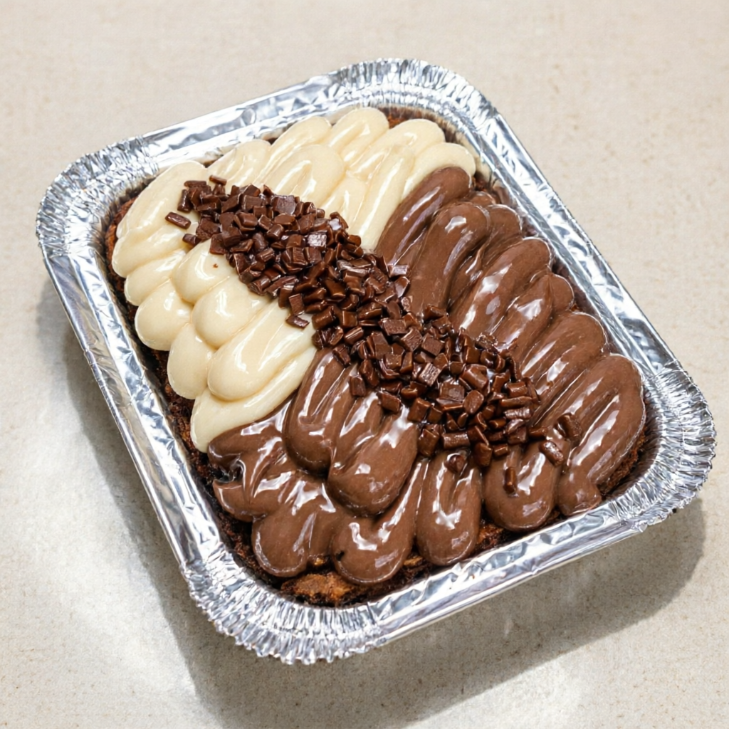 Nosso brownie é querido, super chocolatudo, com casquinha crocante e interior molhadinho, perfeito para quem ama chocolate de verdade. Para deixar ainda melhor, é finalizado com metade brigadeiro, metade brigadeiro de Ninho e granulado de chocolate nobre, tornando cada mordida simplesmente irresistível. Pesa em média 220g.