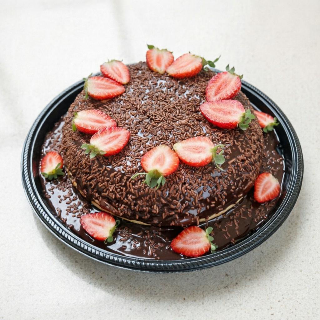 Bolo de Brigadeiro com morangos