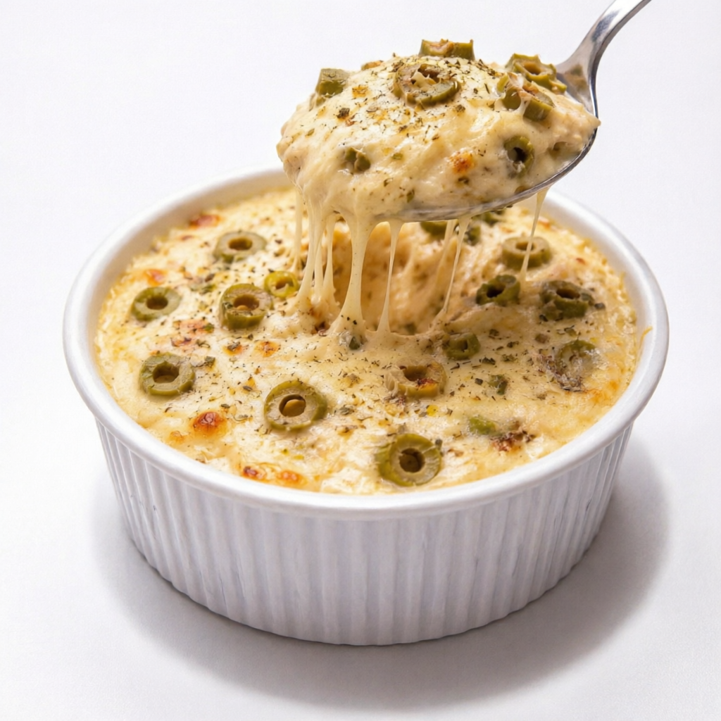 BATATA, MOLHO BRANCO, AZEITONA, MUSSARELA, REQUEIJÃO, MANTEIGA TEMPERADA