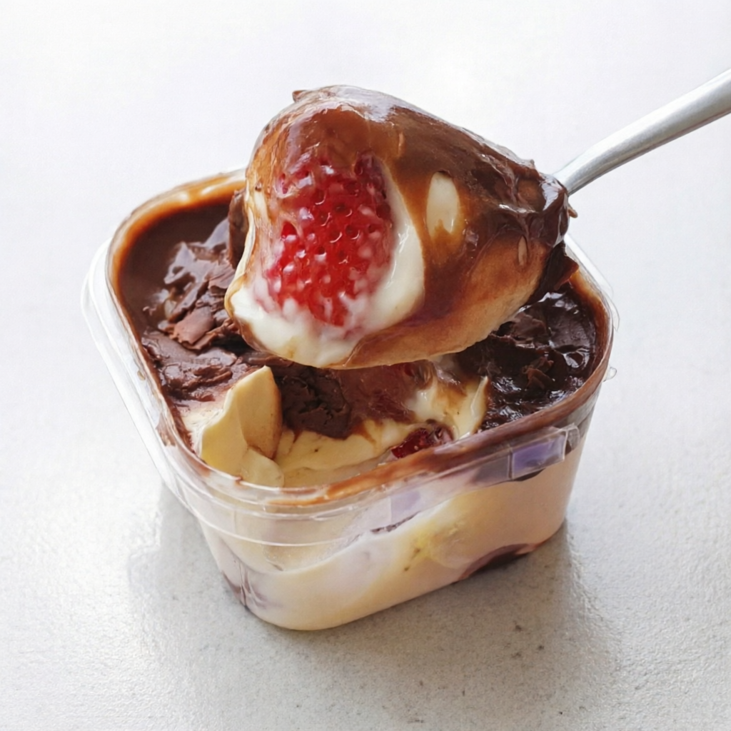 Morangos selecionados com delicioso recheio cremoso de Ninho e de Brigadeiro. Pote de 150ml