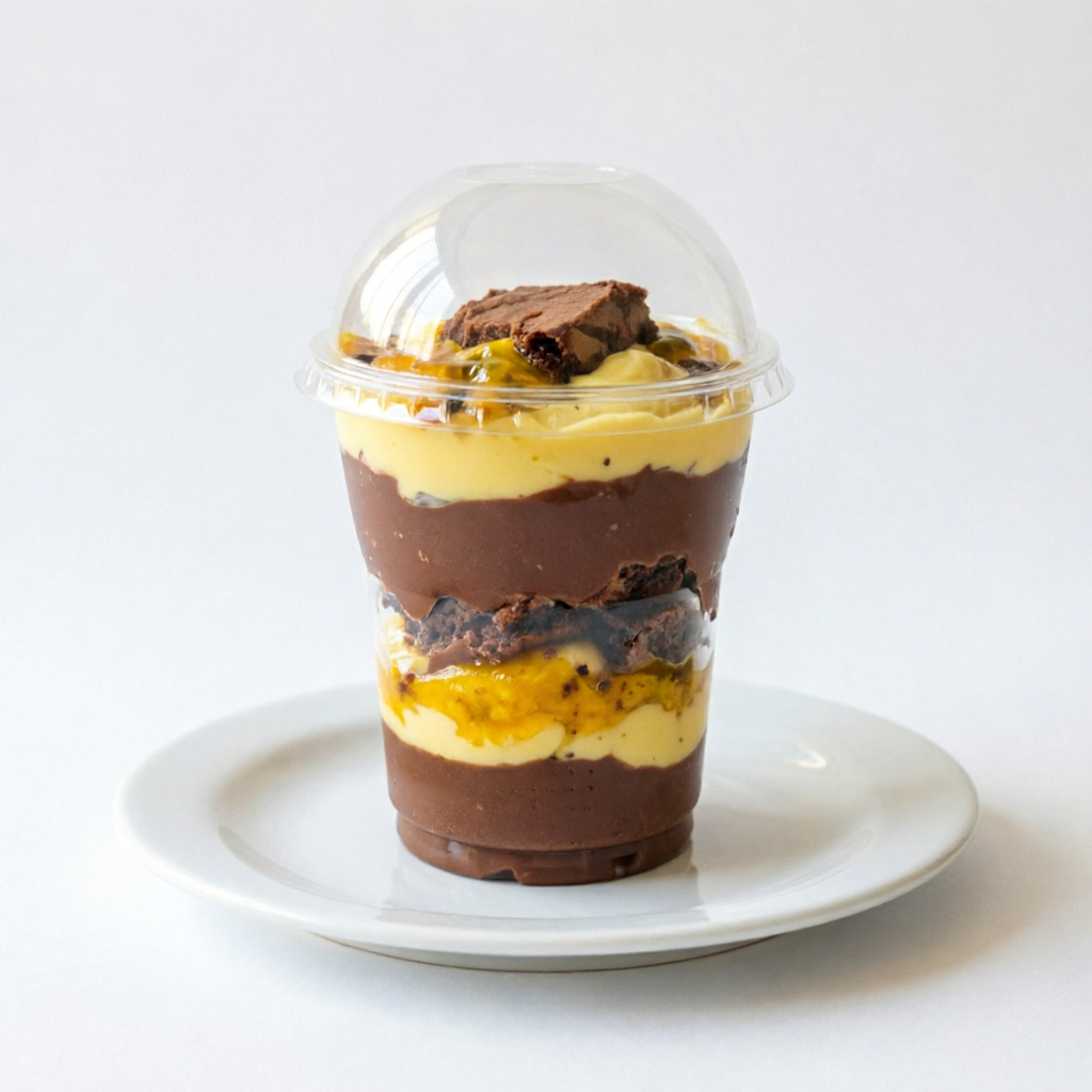 Brigadeiro ao leite com brigadeiro de maracujá e brownie