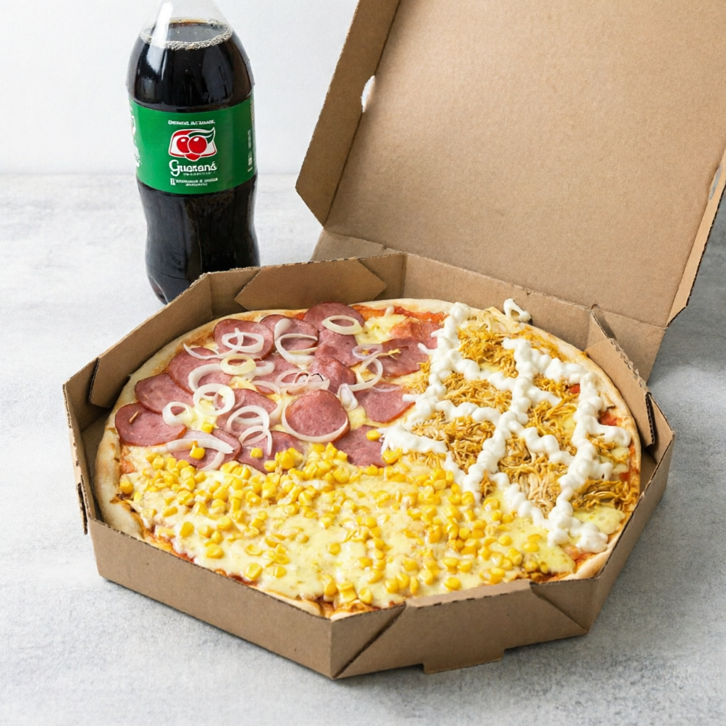 ATE 03 SABORES:
Calabresa
Bauru
Frango
Milho
Mussarela
Acebolada
Alho
Caipira
Dois queijo
Mista