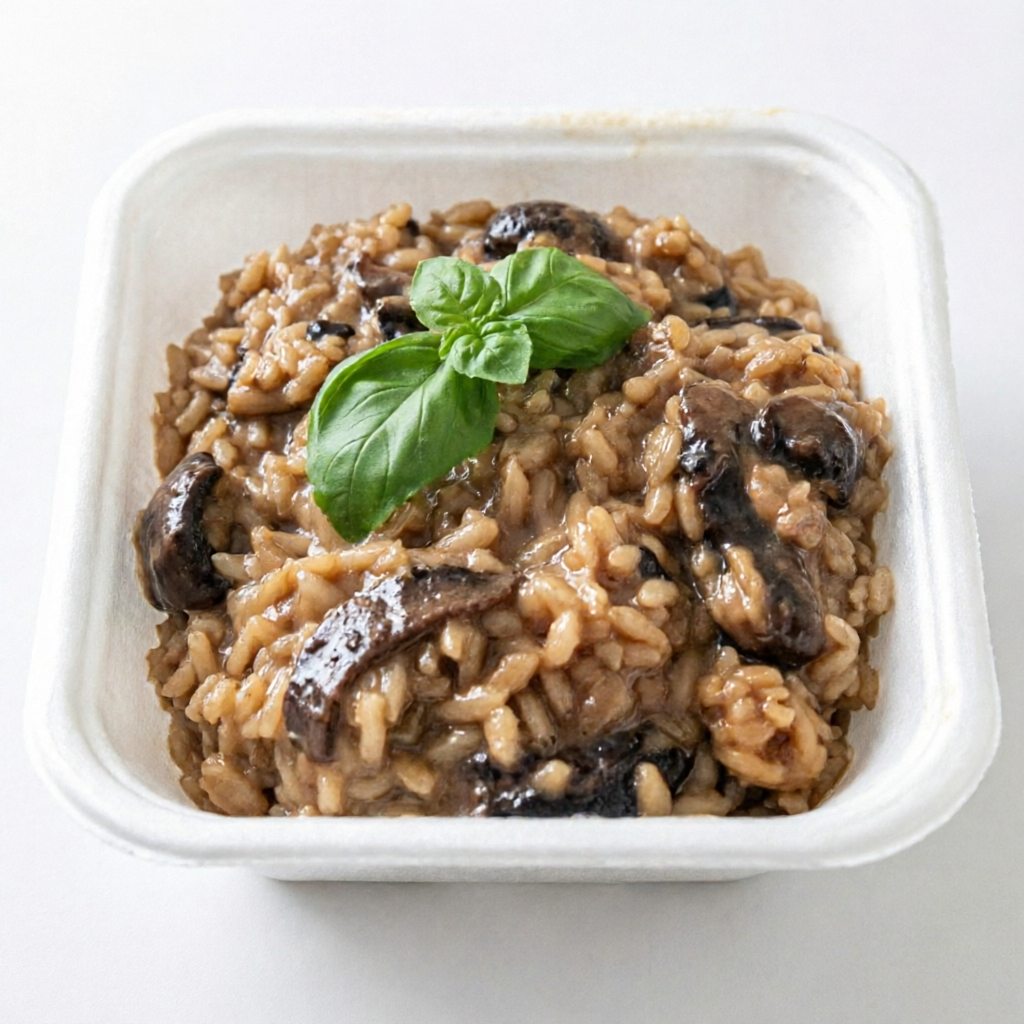 Risotinho cremoso de arroz integral e molho funghi