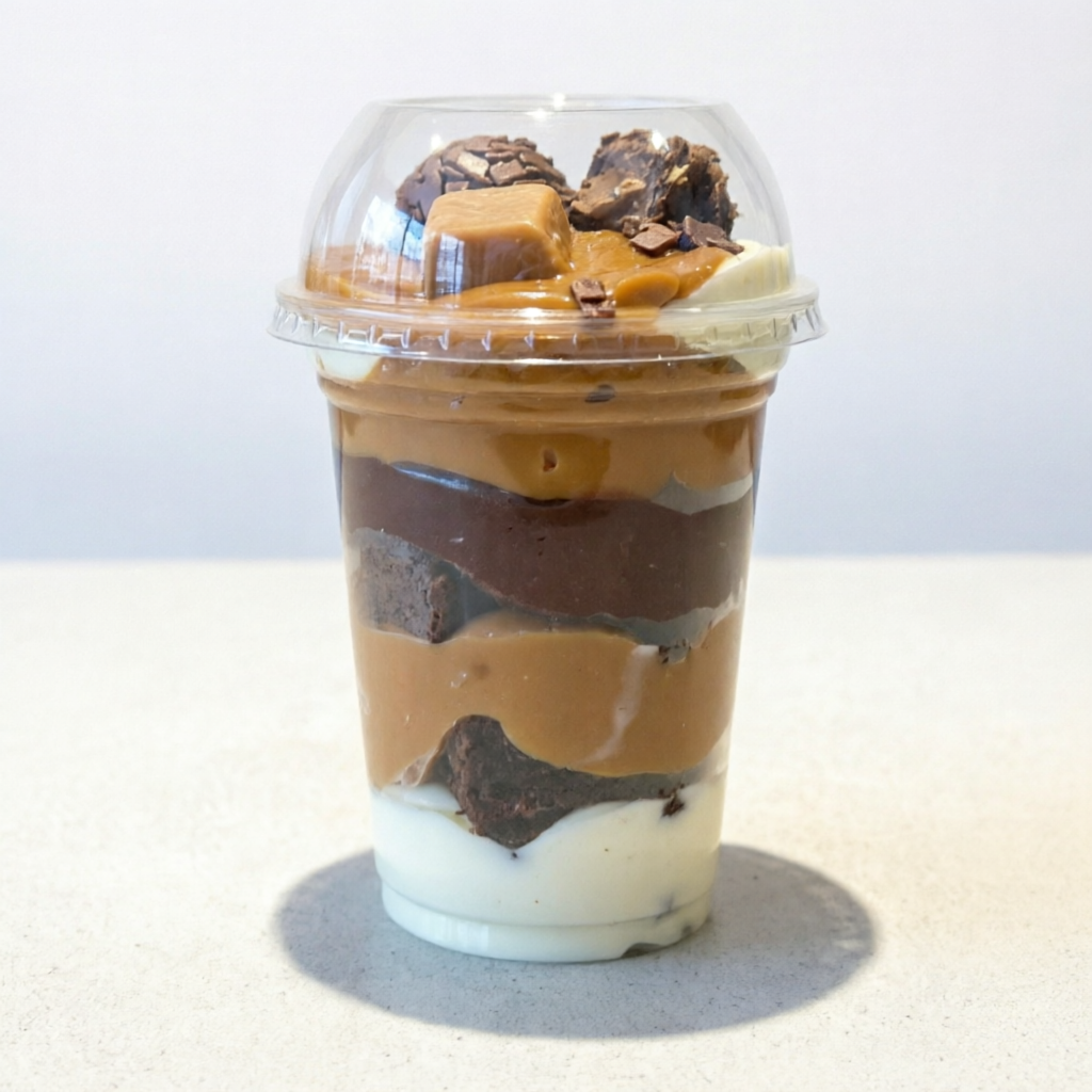 Creme de ninho,doce de leite cozido na pressão, Nutella, pedaço de brownie, pingo de leite brigadeiros