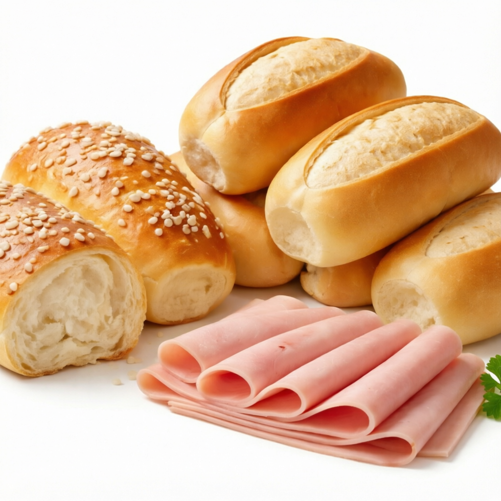 6 pães francês ou suíço+ 100g de presunto