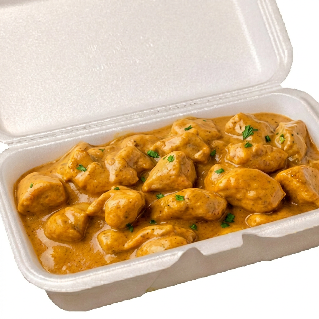 Adicional - Estrogonofe de Frango. Cubos de frango macios envolvidos em molho cremoso e bem temperado