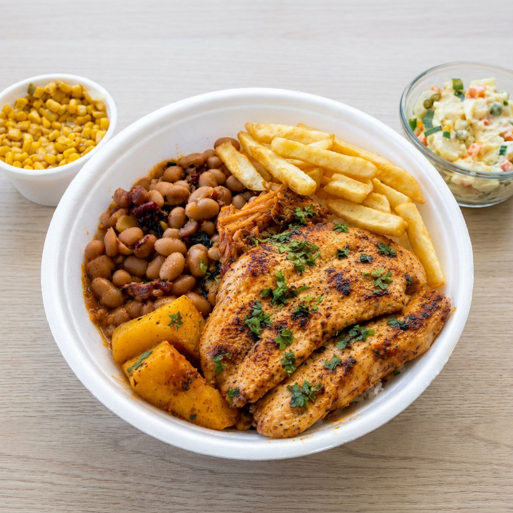 Frango grelhado, suculento e bem temperado, perfeito para uma refeição leve e saborosa.
