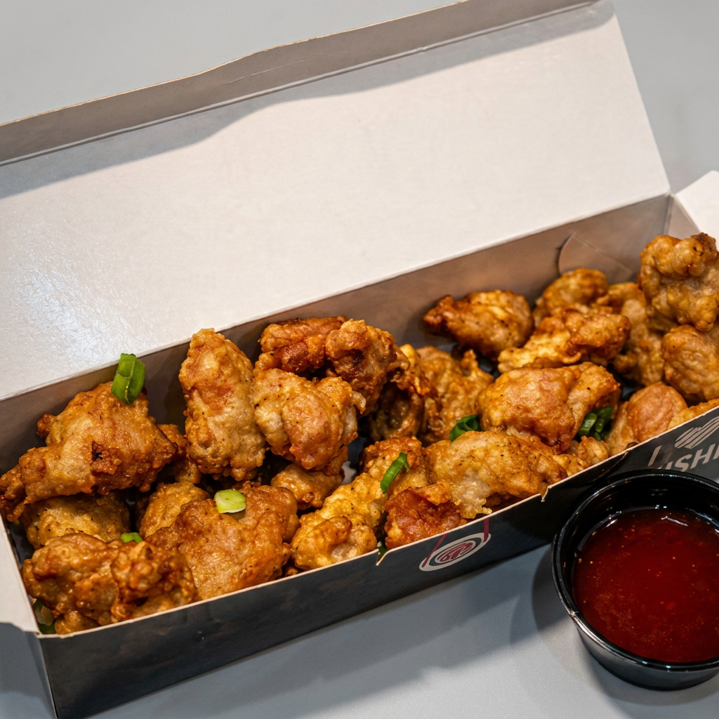 O clássico frango crocante japonês! Karaage temperado e frito no ponto ideal, servido com nosso molho agridoce exclusivo. Perfeito para quem ama uma combinação de texturas e sabores marcantes. Observação: Nossos pratos são preparados conforme a receita Original da casa. Não realizamos alterações, substituições ou remoções de itens nos pratos ou combos escolhidos. Agradecemos a compreensão.